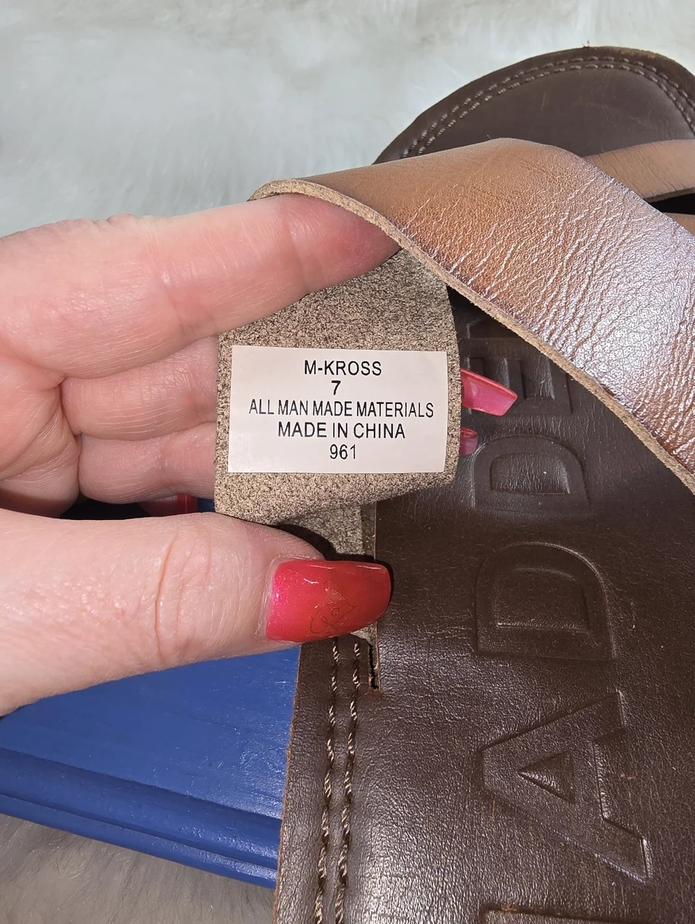 Madden M-Cross Men's Brown Leather Slide Sandals w/Casual Cross-Strap